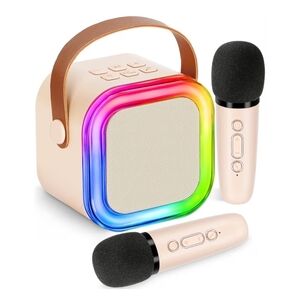 Portable Speaker with Microphones and LED Lights